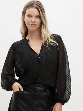 The Limited Black Sheer V-Neck Blouse